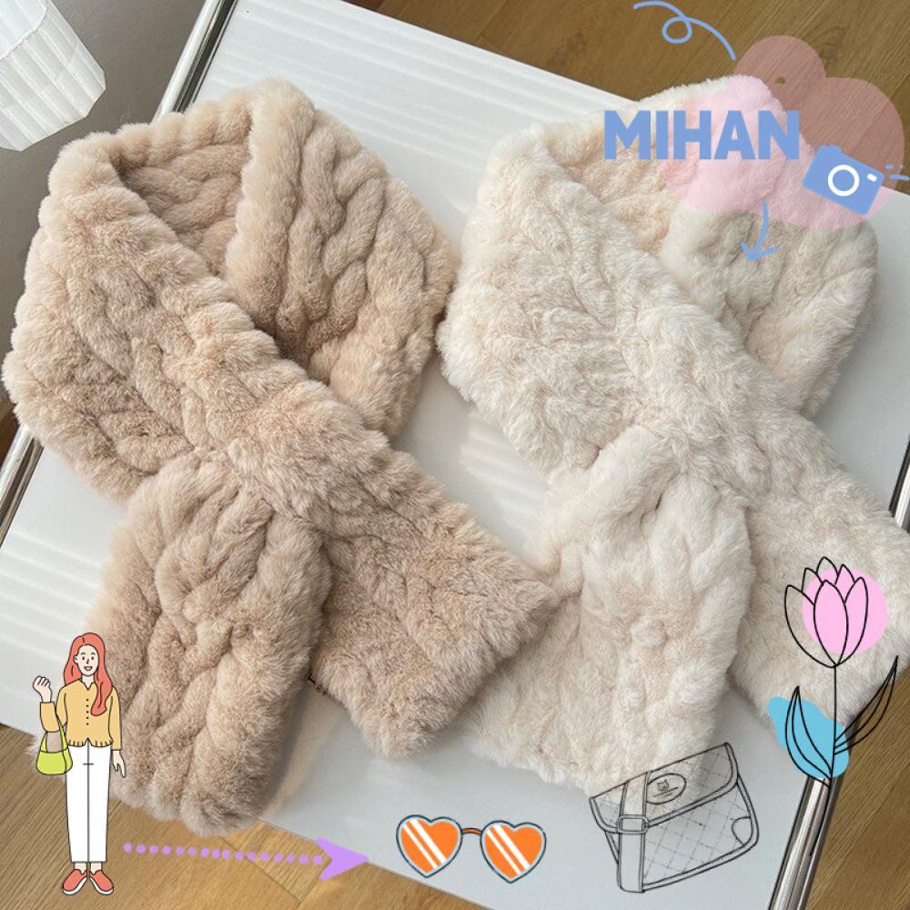 ผ้าพันคอ femur rex แบบเสื้อคลุมไหล่ ขนสัตว์จำลอง faux fur หนานุ่ม อุ่น และกันลมสำหรับผู้หญิง