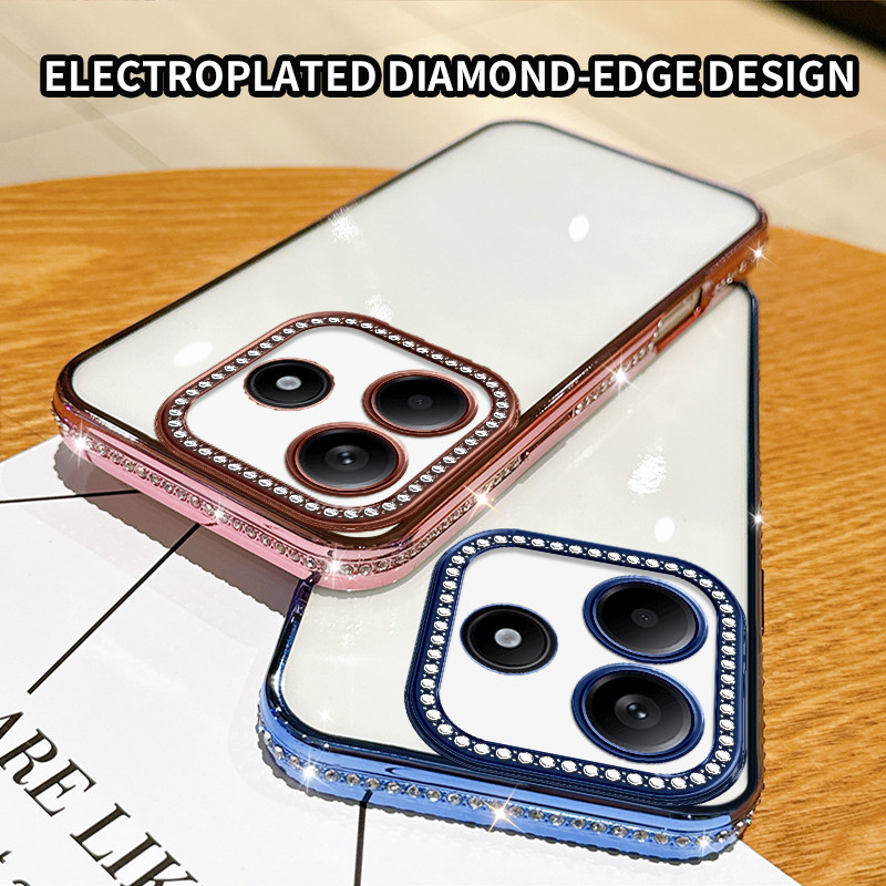 เคส Redmi Note 14 5G 24094RAD4I แฟลชขอบเพชรเคสโทรศัพท์โปร่งใสป้องกันการตก