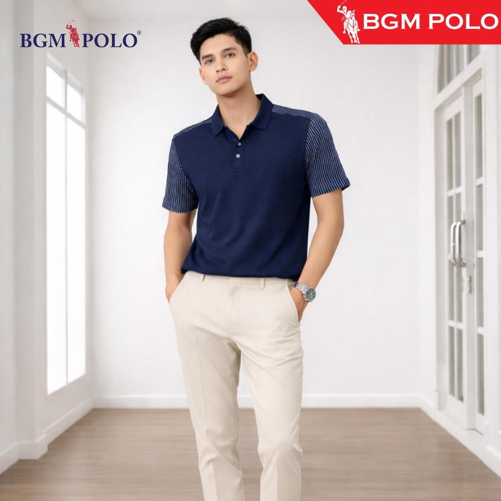 BGM POLO STRIPED COLLAR เสื้อยืดคอวี 211-BP-CS488VN211-MNCNCTW