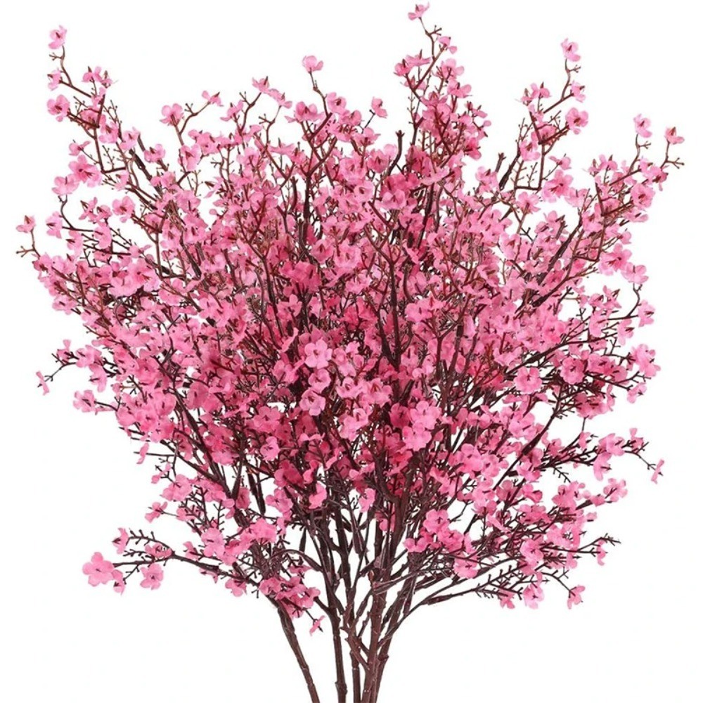 35 ซม.ดอกไม้ประดิษฐ์สีชมพูช่อดอกไม้ Cherry Blossoms Gypsophila พืชปลอม DIY งานแต่งงาน Decor แจกันตกแต่งบ้านสาขาคริสต์มาส