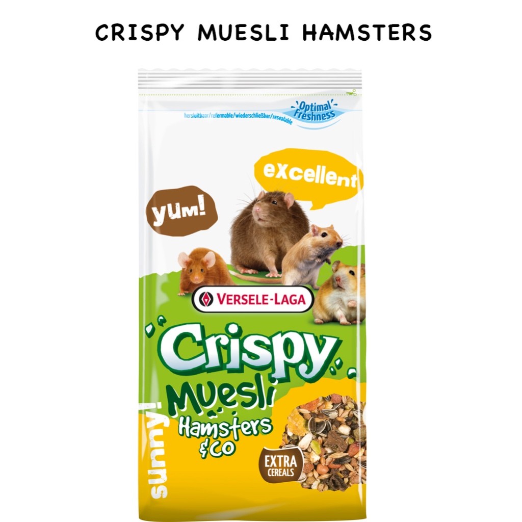 Versele-Laga Crispy Muesli สําหรับสัตว์เลี้ยงหนูแฮมสเตอร์ & Co อาหารสัตว์เลี้ยง Makan 400G