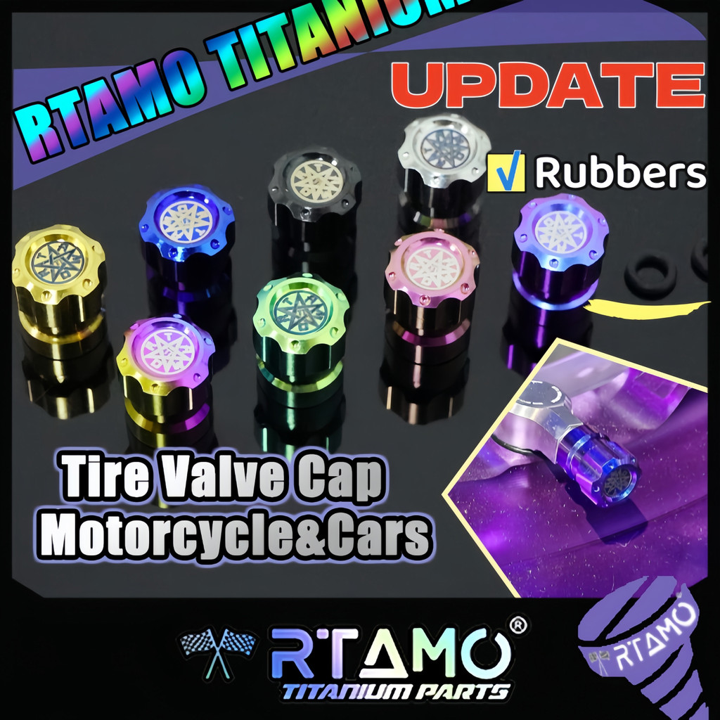 RTAMO Titanium Gr5 Valve Caps 8 Color ดีไซน์ใหม่ทั้งหมด Per Pair