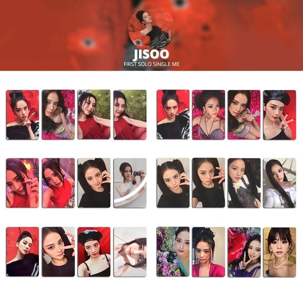 สีชมพู สีดํา สีชมพู สีชมพูBP Kim jisoo jisoosolo อัลบั้ม ME Photocard jisoo Photocard การ์ดแสดงสีแดง