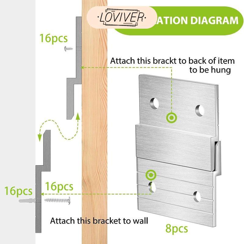 8 คู่ French Cleat Picture Hanger Z Clip Interlocking Wall Mount Bracket