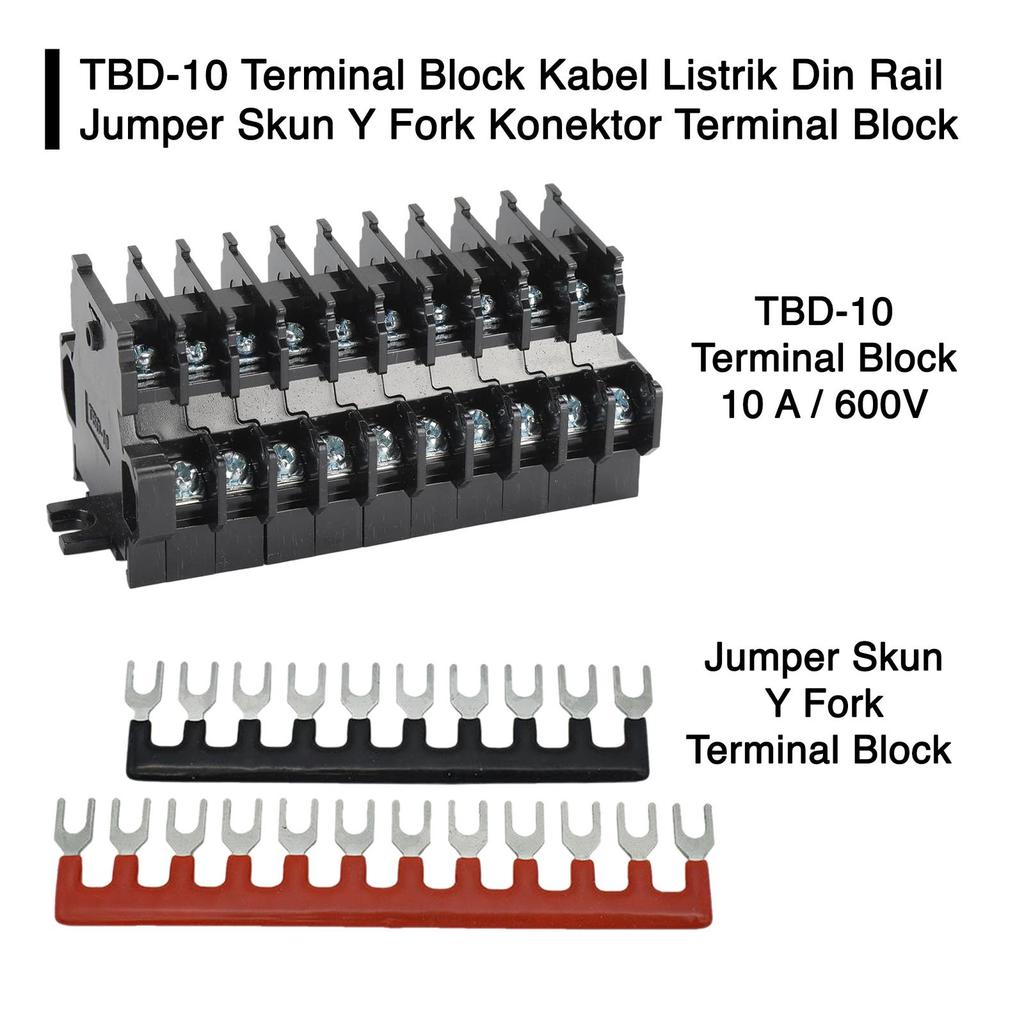TBD-10 Terminal Block สายไฟ Din Rail TBD 10 2 ระดับ 2 ชั้น 600V 10A 10P 10 Pole Double Level สกรู G1