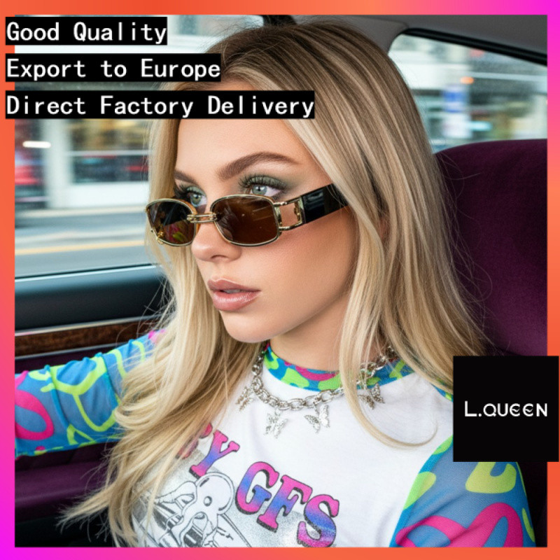 L.QUEEN2026 Square Ladies Fashion Glasses Street Shooting y2k แว่นกันแดดอินเทรนด์ยุโรป American Fash
