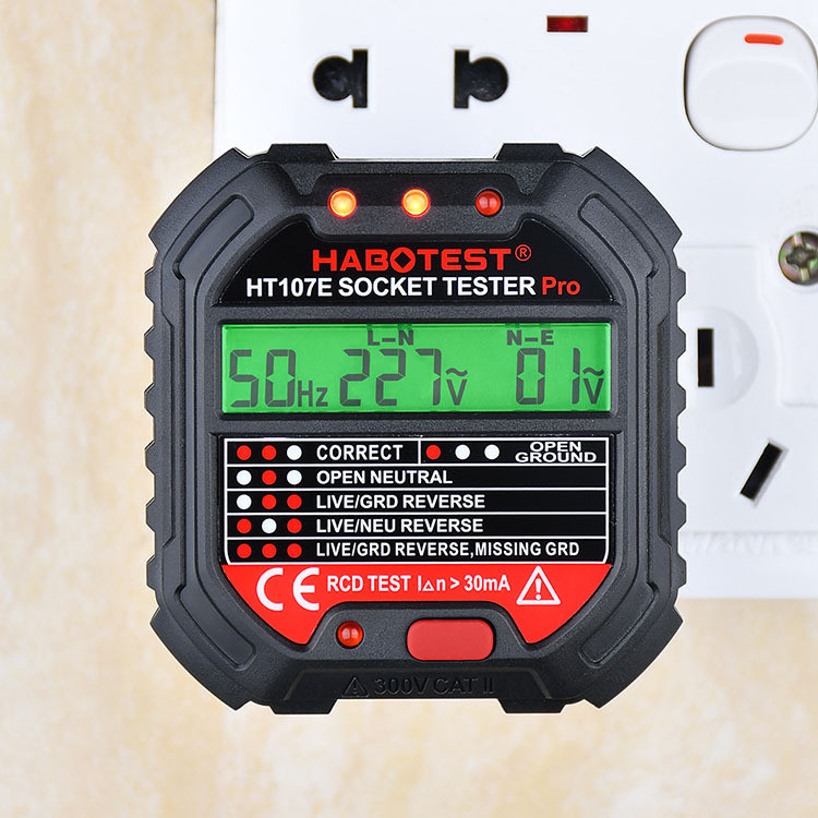 HABOTEST HT107E HT107D HT107B เครื่องทดสอบซ็อกเก็ต Pro RCD EU UK US4.6