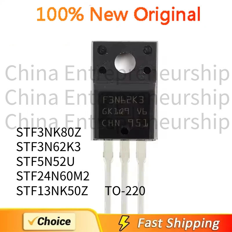 5PCS STF3NK80Z STF3N62K3 STF5N52U STF24N60M2 STF13NK50Z TO-220 Field Effect ทรานซิสเตอร์