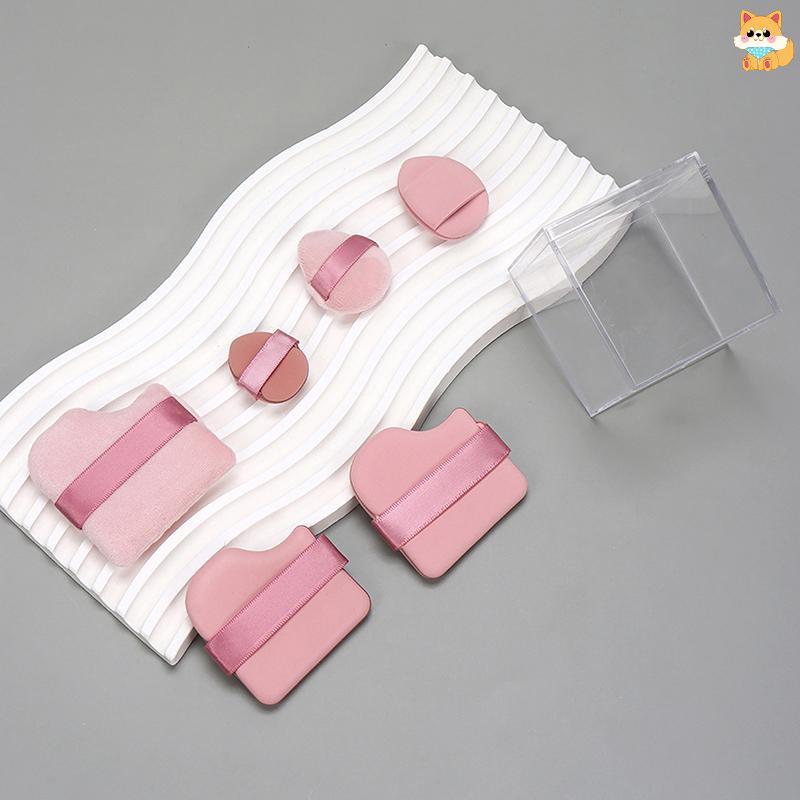 [VI] 6 ชิ้น/เซ็ตพัฟสีชมพู Thumb Puff คอนซีลเลอร์ Blusher แห้งและเปียกเครื่องมือแต่งหน้าผิวนุ่ม Floin