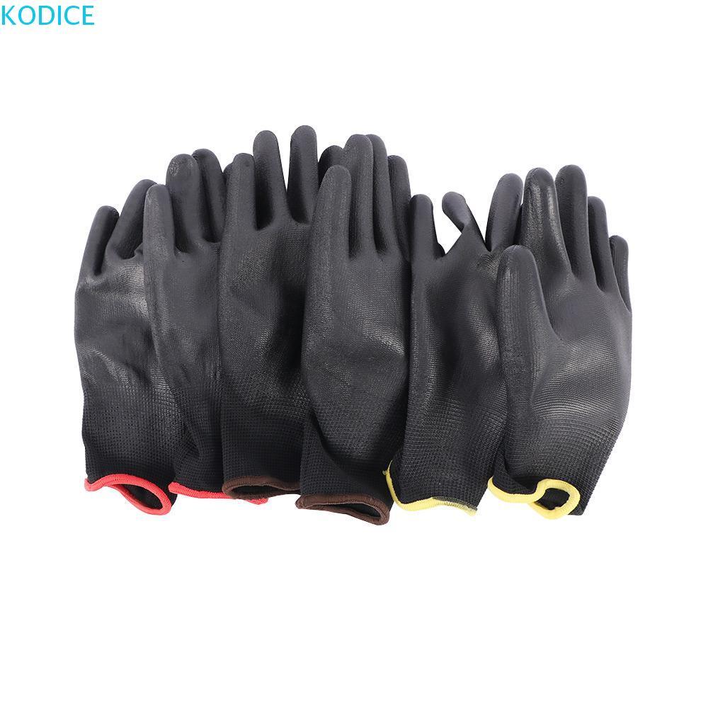 KODICE ถุงมือนิรภัย PU สีดําเคลือบ Grip Nylon 6 คู่ถุงมือทํางาน