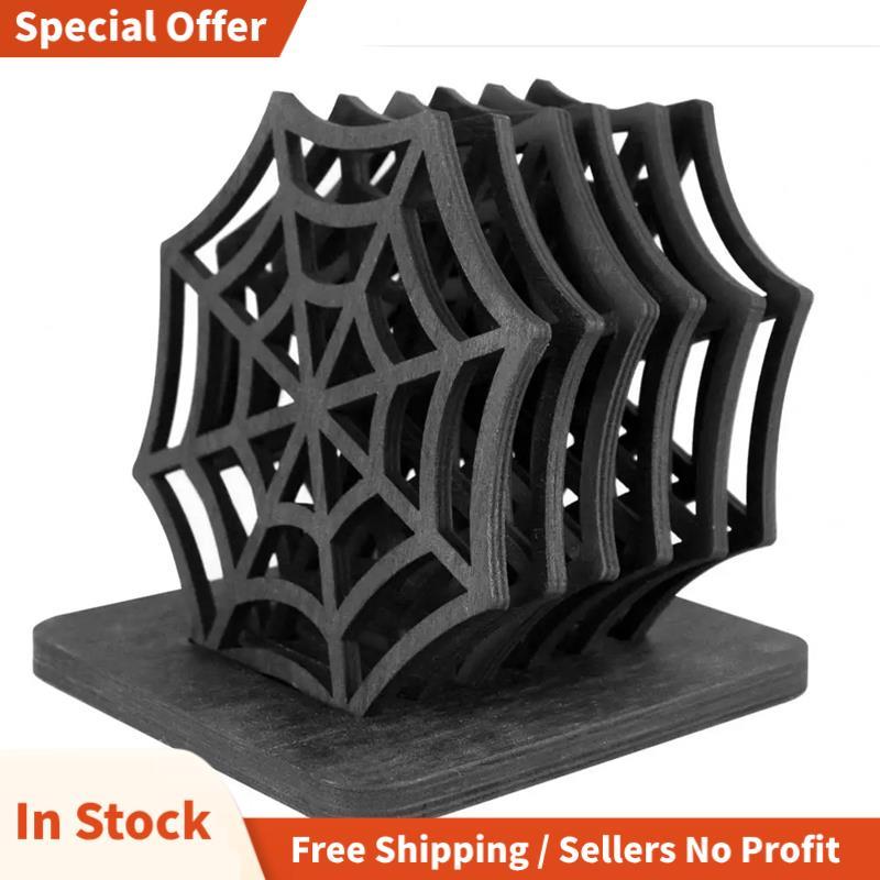Spider Coaster Table Decor Spooky Spider Web Coasters Festive Halloween Table Placemats สําหรับตกแต่
