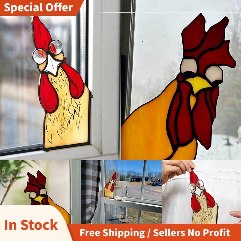 Rooster อะคริลิคแขวนหน้าต่าง, Rooster Stained อะคริลิคสําหรับหน้าต่าง, Perfect Rooster Decor B