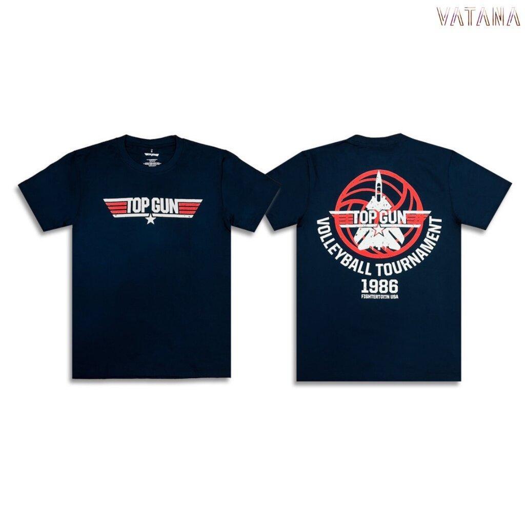 COD- เสื้อยืดพิมพ์ลายพรีเมี่ยม VATANA - เสื้อยืดแขนสั้น สีกรม พิมพ์ลาย TOP GUN MAVERICK: Volleyball 