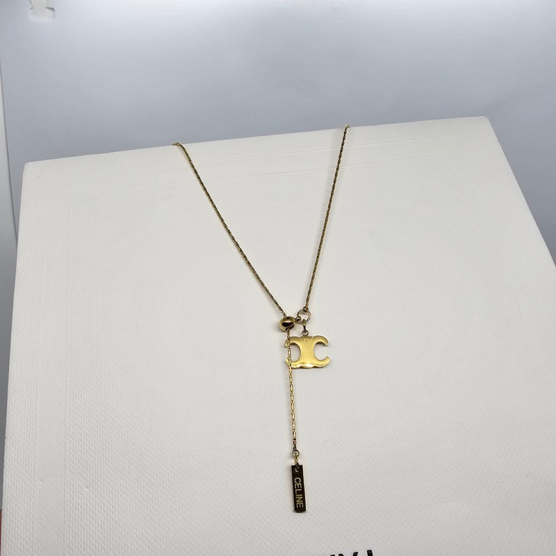 สร้อยคอจี้ CL ตุ้มห้อย งานเลเซอร์ สร้อยกระดูกงู อะไหล่สีทอง งานสวย| BN2S