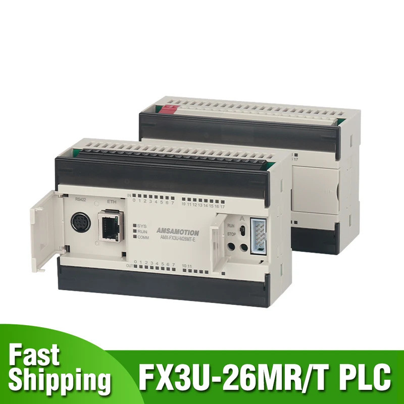 FX3U Ethernet PLC FX3U-M26MR-E FX3U-14MT FX3U-14MR สําหรับ Mitsubishi โปรแกรม Logic Controller ทรานซ