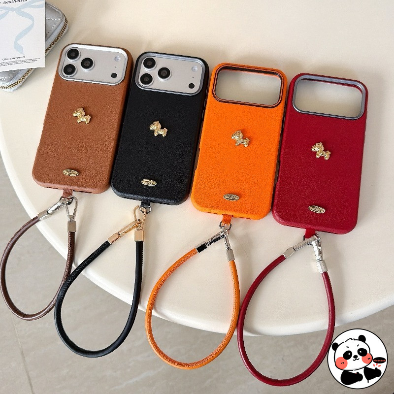 ปีใหม่Golden Ponyเคสโทรศัพท์หนังPU LanyardสําหรับVivo Y200E Y100 Y17s Y29 Y29S Y19 Y19E Y19S Y20 Y20