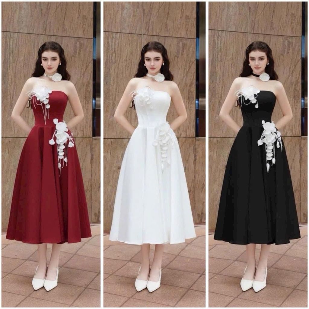 ขนาด>65KG BEAUTIFUL FLOWER BREAST AND WAIST DRESS (คอ Chocker ฟรี)