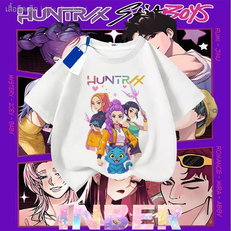 [COD]สไตล์ฤดูร้อนใหม่ Kpop Demon Hunters การพิมพ์คุณภาพสูง เหมาะกับทุกฉาก อเนกประสงค์และทันสมัย เสื้อยืดแขนสั้น ผ้าระบาย