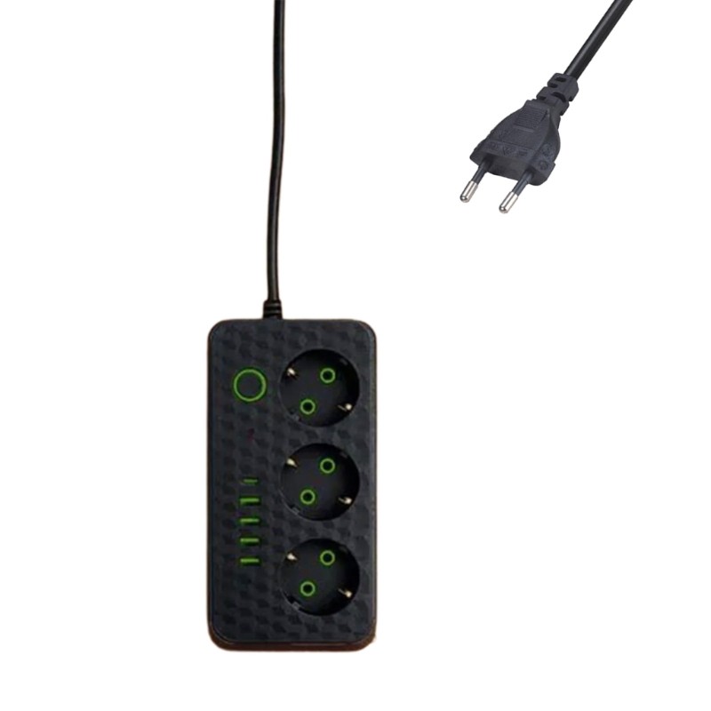 Fir 3 Power Outlets รางปลั๊กไฟไฟฟ้า USB Type C 2500W สําหรับ Office Home