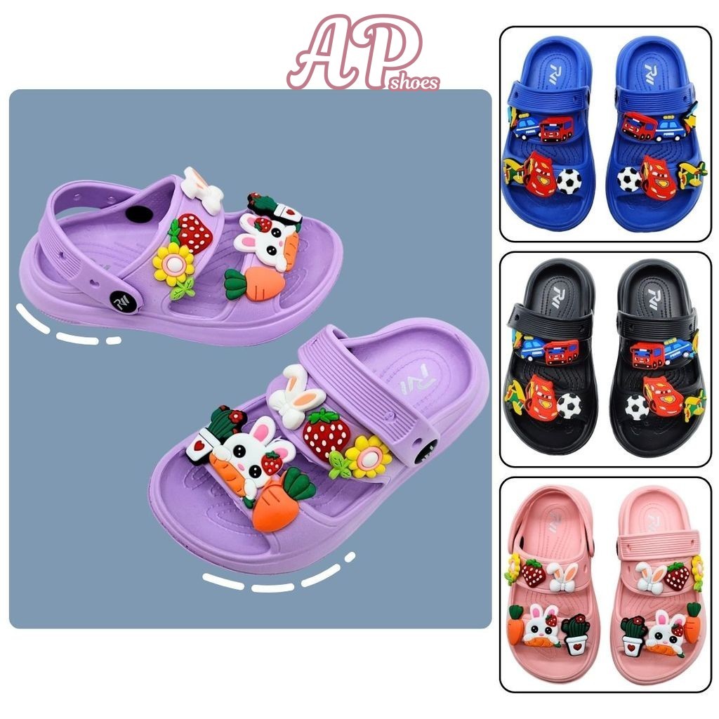 APHOME (ขนาด 24-35) รองเท้าแตะลายการ์ตูนสําหรับเด็กน่ารักการ์ตูนรองเท้าแตะกันลื่น RW05-003