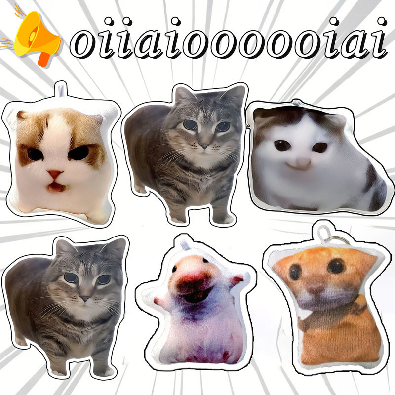 แมวตลก Meme มีเสียงของเล่นตุ๊กตาแมวน่ารัก Oiiaioooooiai Ay Mi Gatito Miau Miau ตุ๊กตาจี้