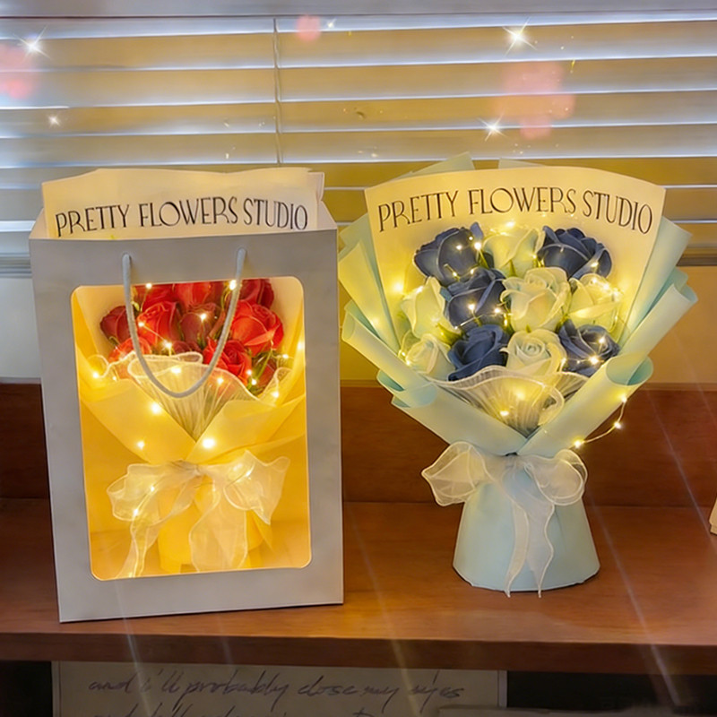 ช่อกุหลาบวันวาเลนไทน์ด้วยการออกแบบดอกไม้สบู่เทียมที่มีสีสันสำหรับของขวัญแฟนสาวโรแมนติก ราคา ถูกที่สุด ดีลบีเคเค แกลเลอรีภาพที่ 3