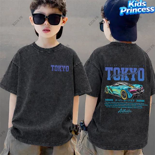 COD 2026 สินค้าใหม่ ทรงหลวม คอกลม เสื้อเด็ก kids Distressed T-shirt ผ้าฝ้าย เด็กชาย เสื้อผ้าเด็ก t-shirt S78