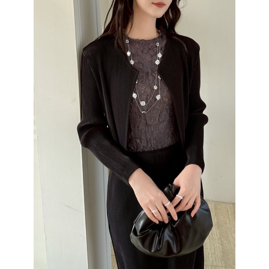 2MUAY รุ่น GJO10837 เสื้อคลุมอัดพลีท THICK OPEN FRONT PLEATED CARDIGAN 7 สี FREE SIZE