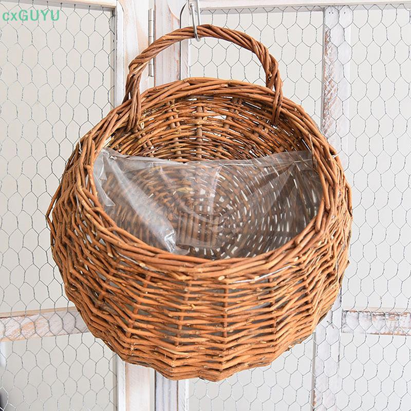 [cxGUYU] Hand Made Wier หวายดอกไม้ Planter Wall Wier Rattam ตะกร้าสวน Vine หม้อพืชผู้ถือ Wall Plante