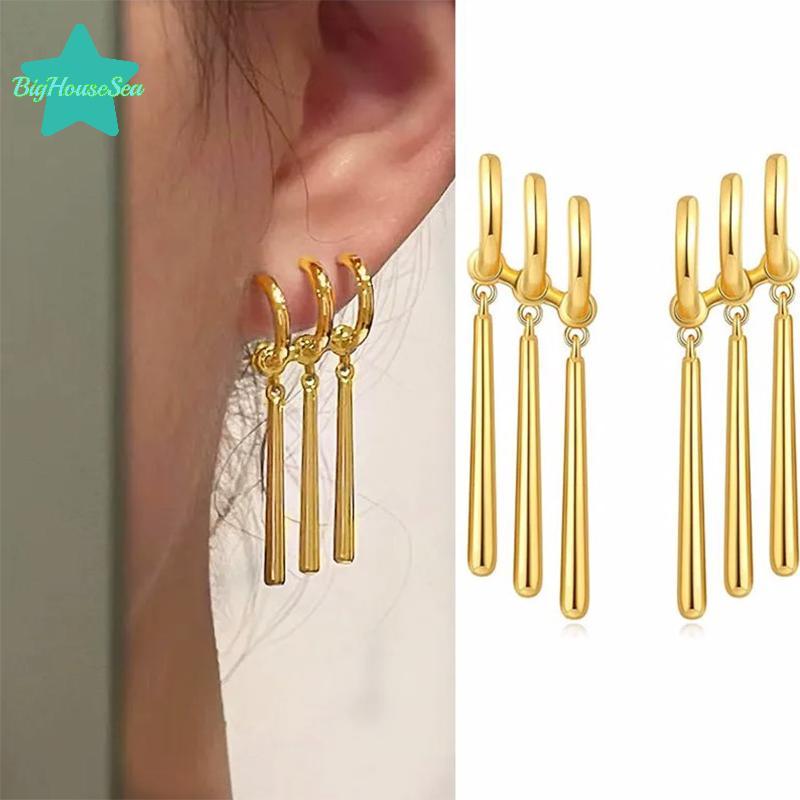 [Sea-t] 1 คู่ Zoro อะนิเมะต่างหูผู้หญิงผู้ชายคอสเพลย์ต่างหูเจาะเครื่องประดับแฟชั่นปลอม Triple ต่างหู