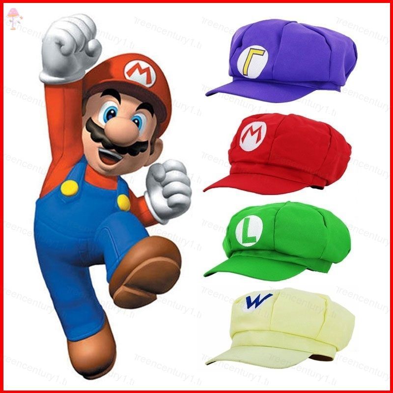 GC1 หมวก Mario และ Luigi สีแดงและสีเขียว สำหรับคอสเพลย์และกีฬา จากเกม Mario Odyssey