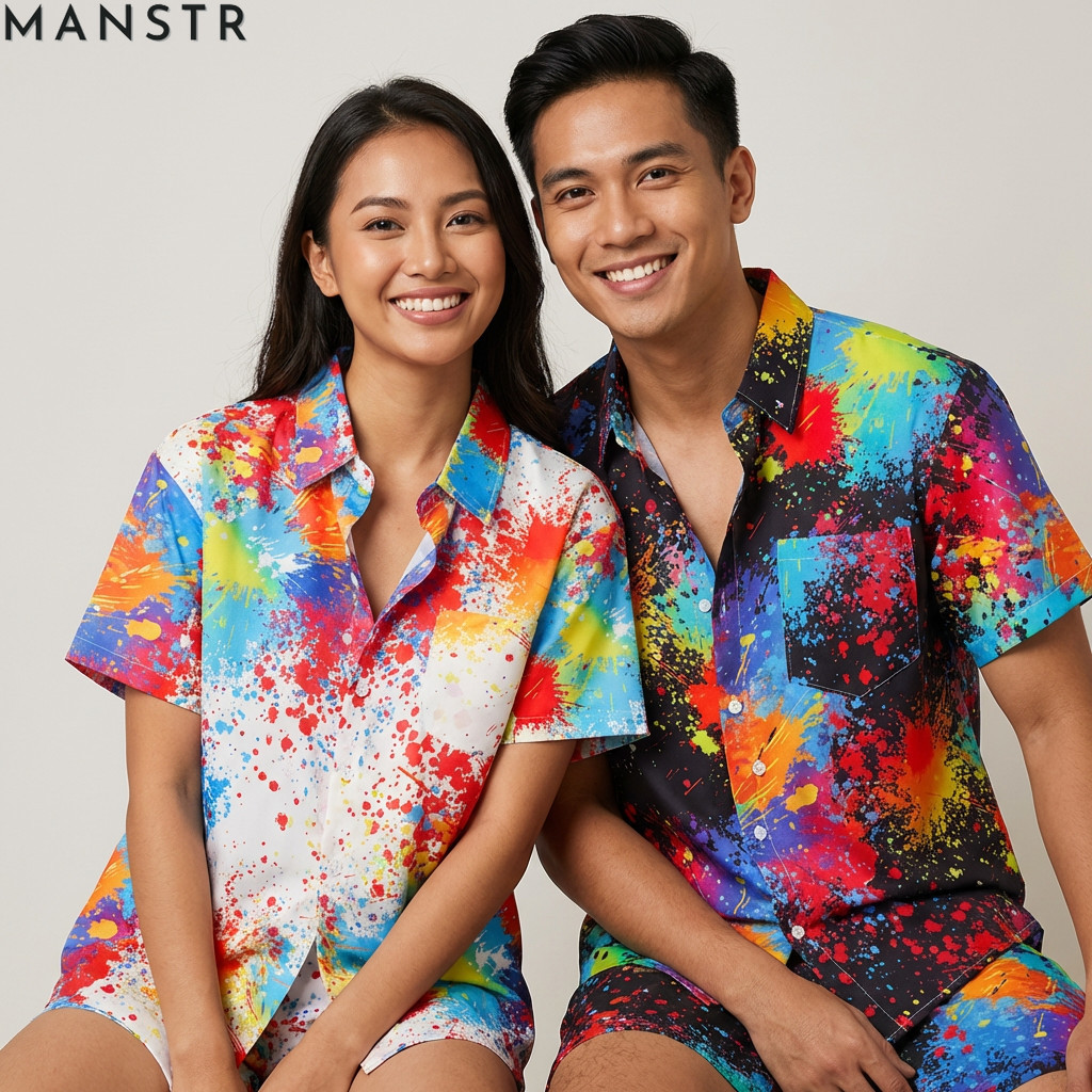 MANSTR ชุดฮาวายและกางเกงขาสั้น M-5XL สำหรับเทศกาลสงกรานต์ แห้งไว ไซส์พิเศษ+ Songkran