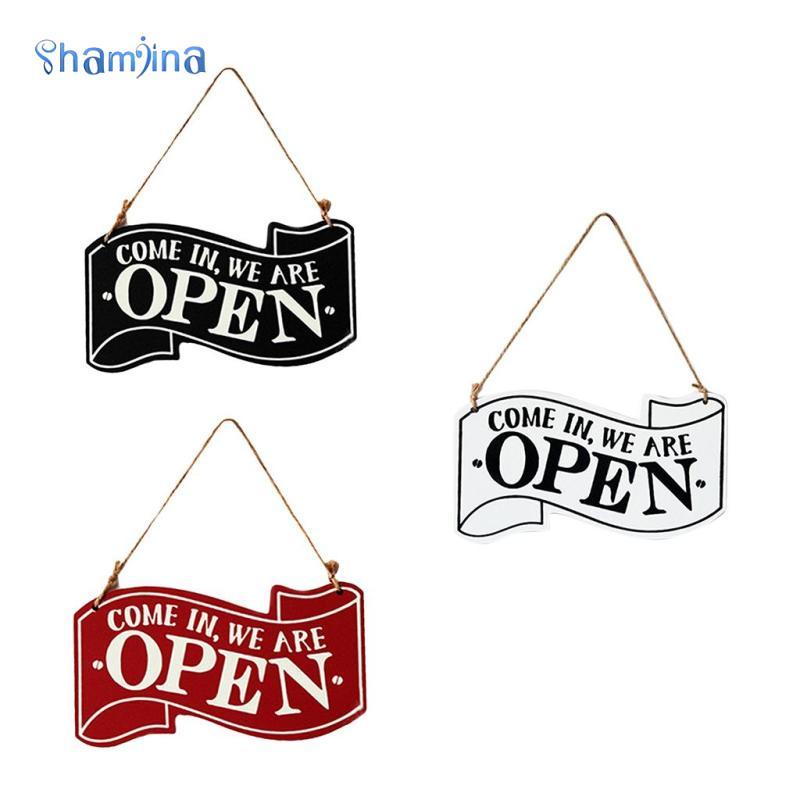 [Shamjina] OPEN /CLOSED Shop แขวนประตูป้ายโล่ไม้ชนบท Wall art สําหรับบ้านครอบครัวตกแต่ง
