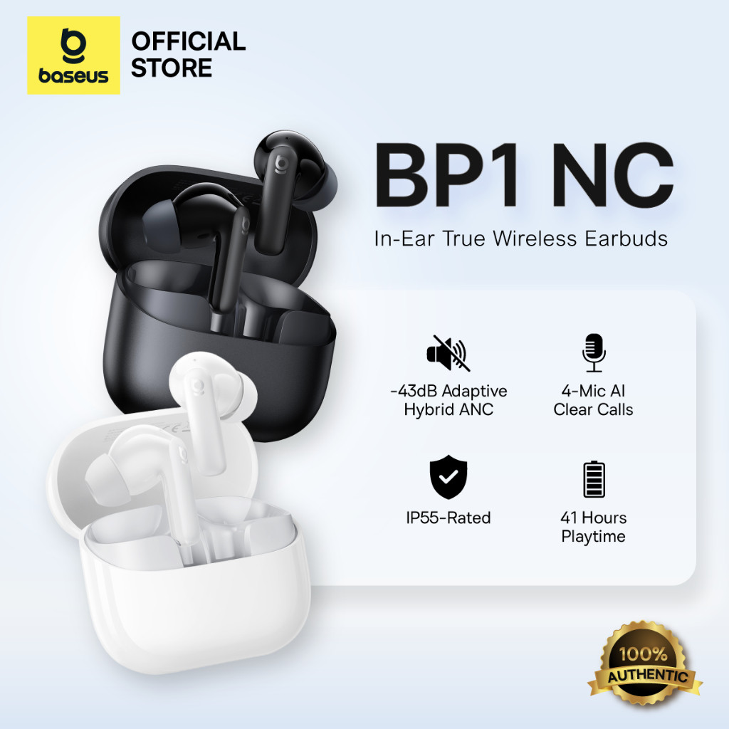 Baseus Bass BP1 NC หูฟังบลูทูธไร้สาย  หูฟัง In-Ear Bluetooth 6.0 กันน้ำ หูฟังไร้สาย หูฟังบลูทูธ For 