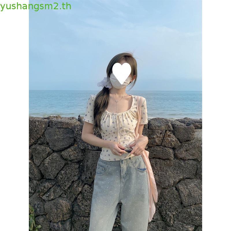 POKEE | KONOMI เสื้อครอปลายดอกไม้