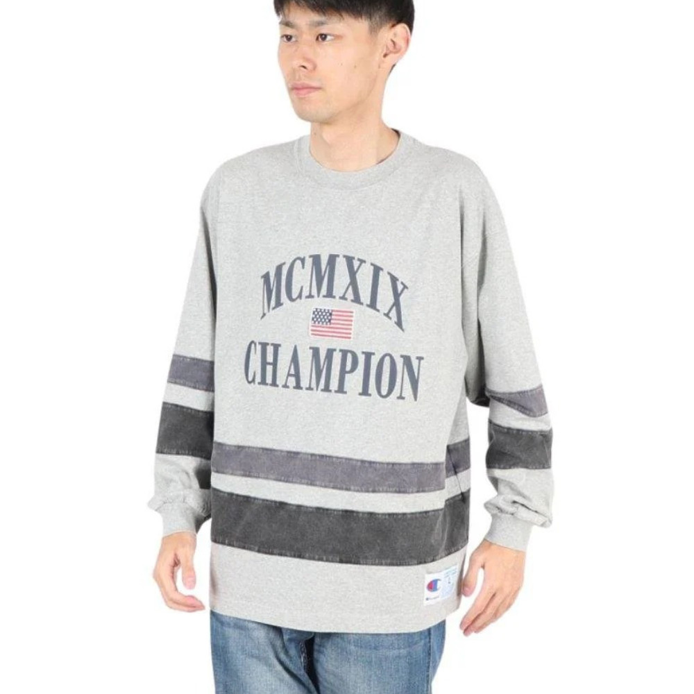 CHAMPION LS V-NECK T-SHIRT เสื้อยืดทีเชิ๊ตผู้ชาย