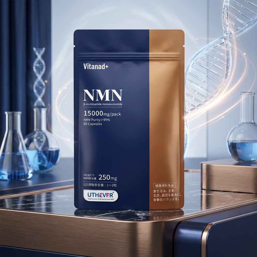 Vitanad+ NMN Supplement 15000mg Manufactured in a GMP-certified facility (100% using the globally recognized NMN ingredient "Uthever") Acid-resistant capsules with 99.9% high purity.