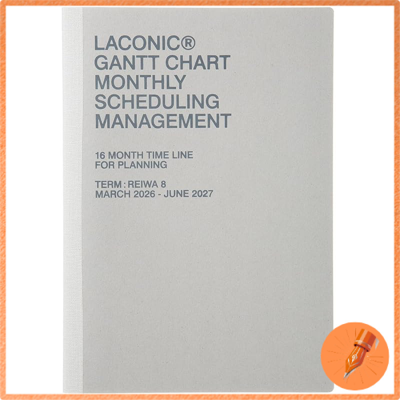Laconic 2026 March Start A5 Monthly Planner with Gantt Chart on Traditional Japanese Paper