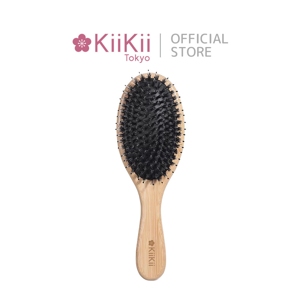 KiiKii Beauty หวีขนหมูป่า ด้ามไม้ไผ่ ไซซ์ใหญ่ ช่วยจัดทรงผม แก้ผมพันกัน นวดหนังศีรษะ - รูปที่ 7