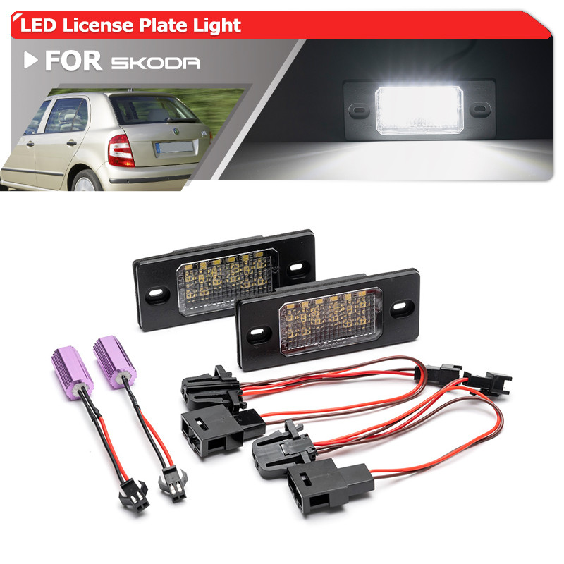 2PCs สําหรับ Skoda Fabia I Typ 6Y2 6Y3 6Y5 1999-2008 SMD Canbus Full สีขาว Led จํานวนป้ายทะเบียนไฟ A