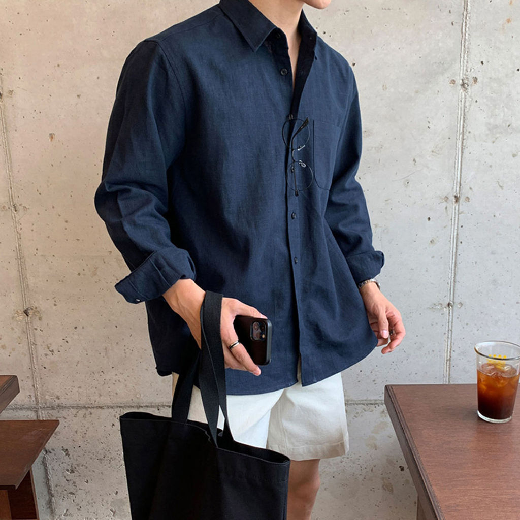 2025 ฤดูใบไม้ร่วงแฟชั่น High-End Casual Street สวมใส่ชายเสื้อ Simple Design Feeling Ruffian หล่ออารม