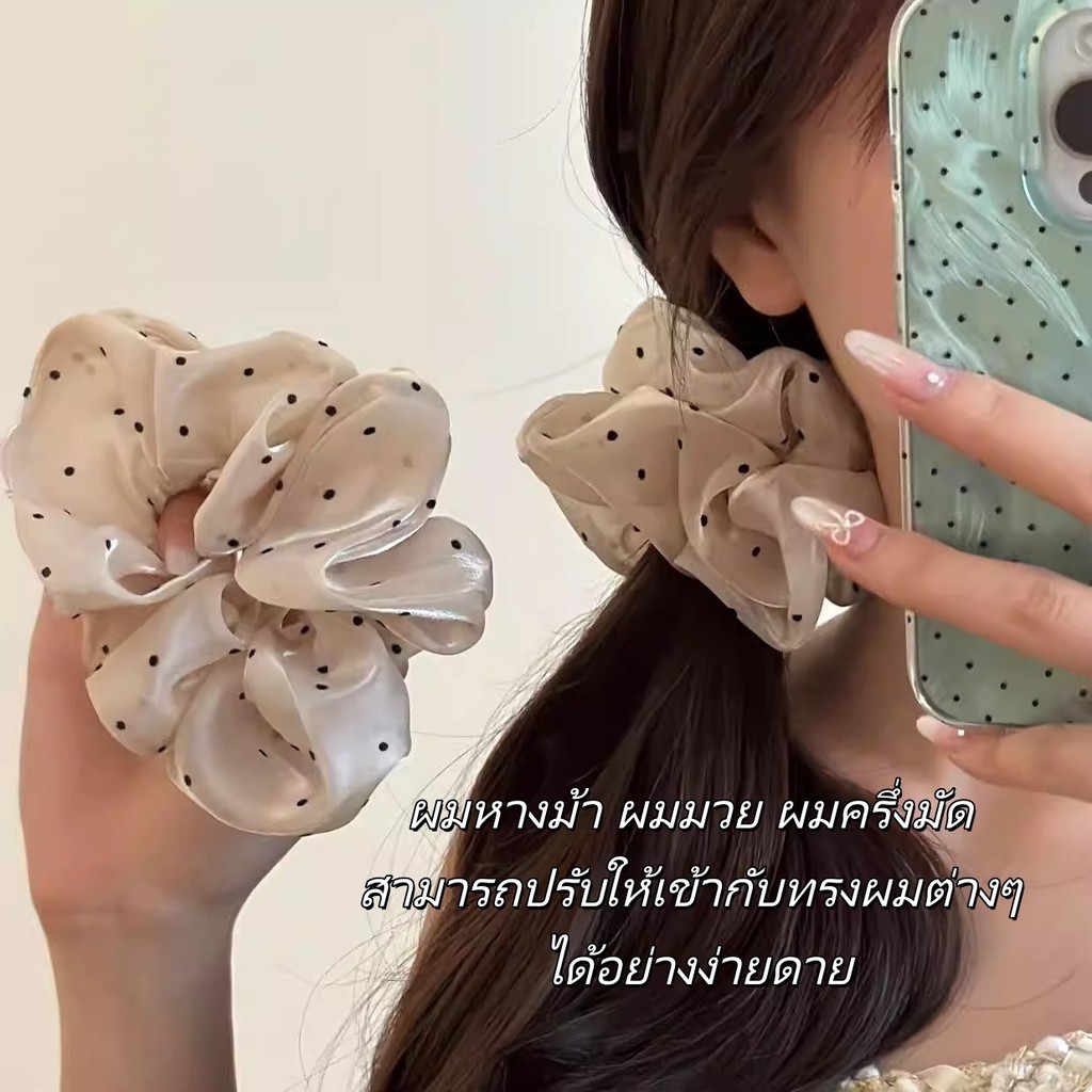 Sanli ยางรัดผมลายจุดสไตล์ฝรั่งเศส รูปที่ 2