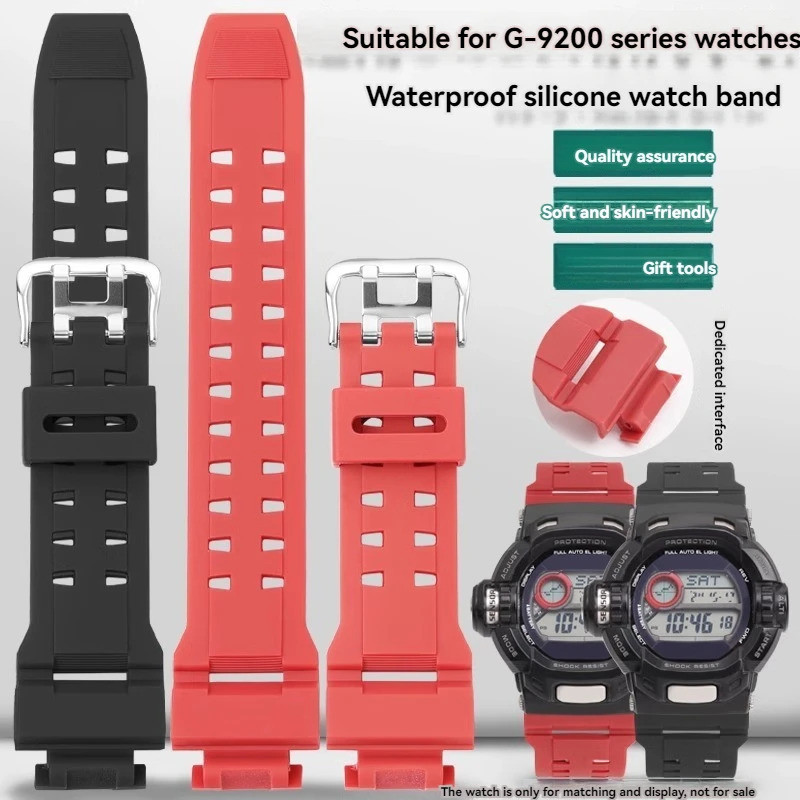 สายนาฬิกายางสําหรับ Casio G Shock G-9200 GW-9200/GW9110 Series ซิลิโคนสีดําสีแดงสายกันน้ําสร้อยข้อมื