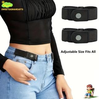 เซ็ตสองชิ้น: เข็มขัดยางยืดปรับได้ ไม่มีหัวเข็มขัด สวมใส่ง่าย…