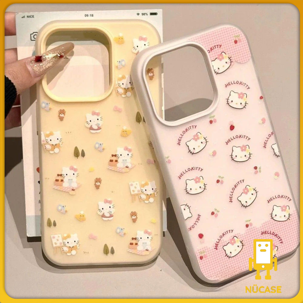 เคสไอโฟน 13 11 สำหรับ iPhone 16 15 13 11 14 12 Pro Max 15 14 13 16 Plus XR X การ์ตูนหวานคิตตี้ใหม่ 2 in 1 ปก