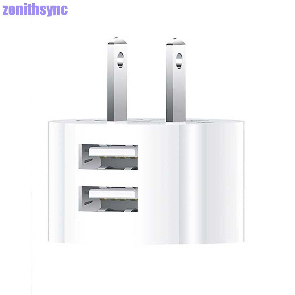 ZENITHSYNC Dual Usb Round Charger US Mini Adapter 5V 2.1A Universal Travel Charger Head Dual USB Cha