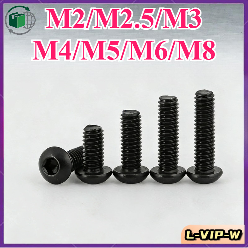 น็อต สกรู หัวจมกลม  เกลียวมิล หยาบ  Button Head Hexagon Socket Machine สีดำ สแตนเลส 304/ M2/M2.5/M3/