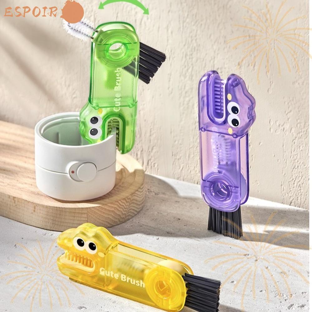 ESPOIR1 แปรงทําความสะอาดรอยแยก, 3in1 Multi-Function 3 In 1 แปรงทําความสะอาดฝาถ้วย, ทําความสะอาดจระเข