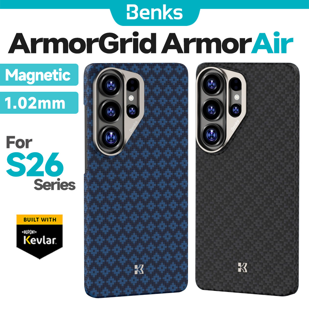 [Benks Official] Magnetic ArmorGrid ArmorAir Case ในตัวพร้อมเคฟล่าร์® ไฟเบอร์อะรามิดสําหรับ Samsung 