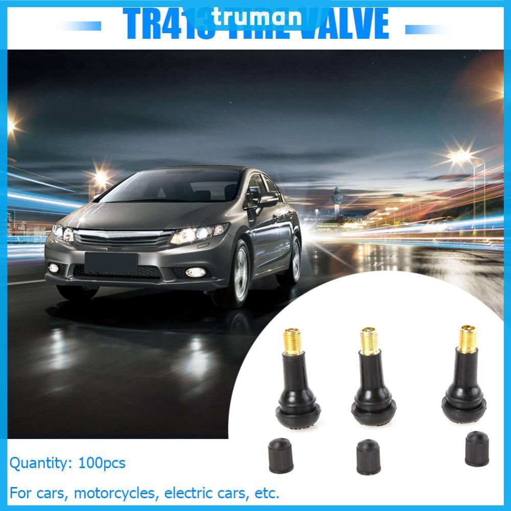 ⚡24ชม.⚡ 100 ชิ้น TR-413 Snap In Shorty ยางสีดําวาล์ว Stems TR413 วาล์วยางแบบไม่มียาง